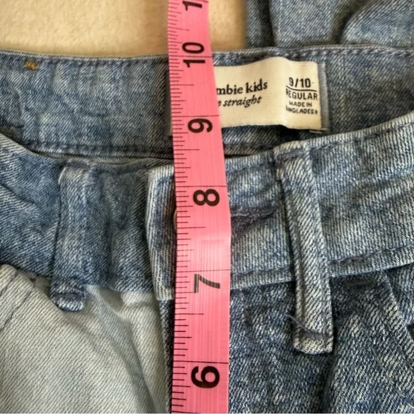 Abercrombie Kids Girls High Rise Straight Jeans Denim Patch Size 9/10 - Picture 9 of 10